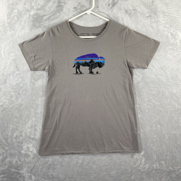 Patagonia Other - Patagonia T-Shirt men's Small Organic Cotton Buffalo Graphic Gray Regular Fit